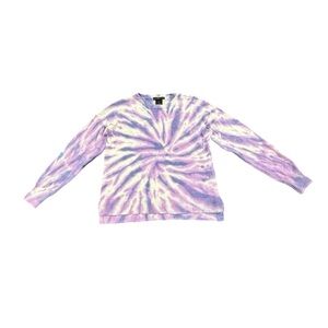 DESIGNHistory Lavender Cream Tie Dye Knit Long Sleeve Sweater Size Large Women’s
